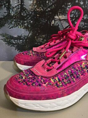 Kurt Geiger London Kensington Tweed Sneakers Pink Multicolor Women Size 40 US 9